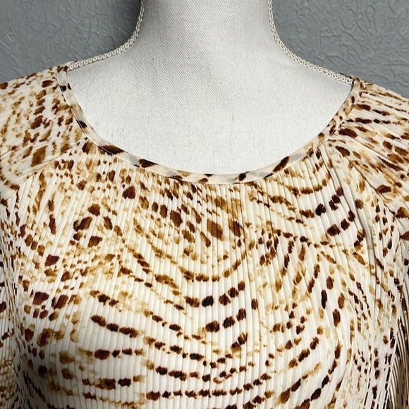 SIONI Pleated Long Sleeve Scoop Neck Blouse Large - Picture 4 of 7